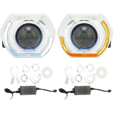 3-Zoll-Bi-LED-Projektorlinse mit Angel-Eyes-Einfassungen, 12-V-Scheinwerferprojektorlinsen für H1, H4, H7, HB3, HB4, D1, weiße und gelbe Angel Eyes (1/3)