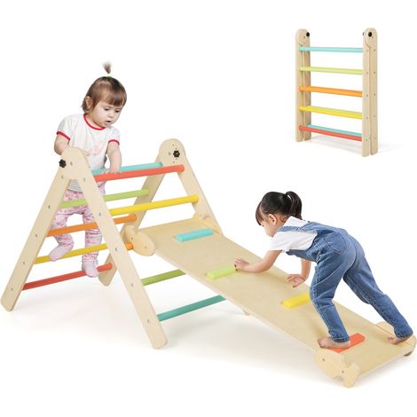 Giocattoli da arrampicata triangolari 3-in-1, Set di triangoli pieghevoli e regolabili in altezza per bambini Colorato (1/3)