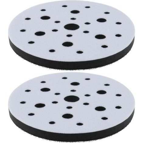Ein Set aus 2 Zwischenpolierpads aus weichem Schwamm mit einem Durchmesser von 150 mm und einem 25-Loch-Klettverschluss kann als Polierpad verwendet werden.