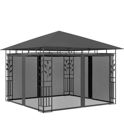 Belvédère avec moustiquaire 3x3x2,73 m Anthracite 180 g/m² (1/5)