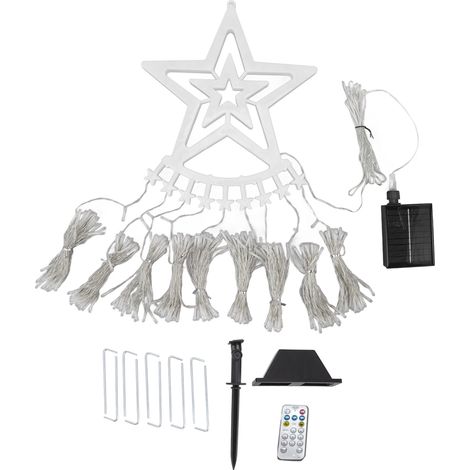 Ortviai Guirlande Lumineuse en Cascade Solaire pour Extérieur – 350 LED, 8 Modes, Étanche, Télécommande, Blanc (1/5)