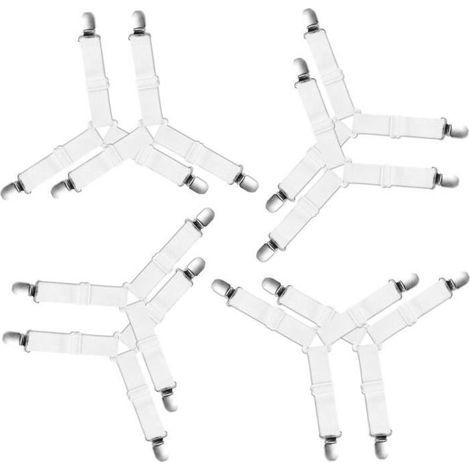 8-teiliger Spanngurt für feste Bettlaken, Spanngurt für elastische Matratzen, verstellbare Bettlaken, dreieckige Halteklammern für Bettlaken (1/5)