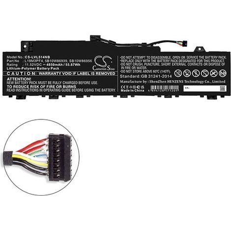 NX - Batterie ordinateur portable compatible Lenovo 11.52V 4850mAh - SB10W86956 (1/2)