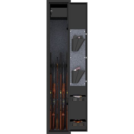 Armadio portafucili 138x25x25cm sicurezza massima serratura numerica allarme acciaio nero (1/5)