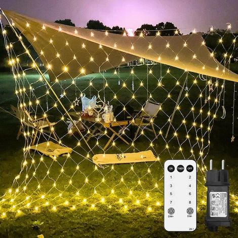 Lichternetz Außen 2x2m 144 LED Lichterkette Außen Netz mit Stecker IP44 Wasserdicht 8 Modi Timer für Weihnachtsbeleuchtung Innen Büsche Garten Zimmer Balkon Wand Warmweiß (1/5)