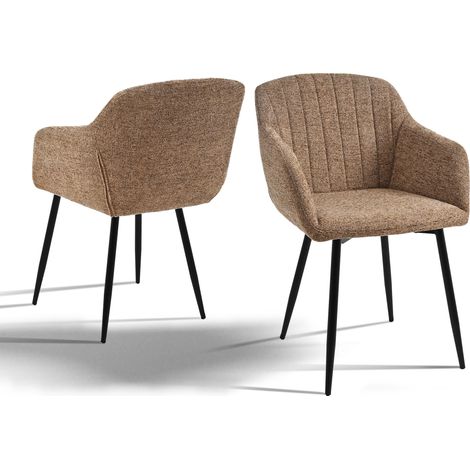 Goeurvant Chaises de salle à manger minimalistes avec assise large et accoudoirs ergonomiques, combinaison de confort et d'élégance - Lot de 2 - Café - Chenille
