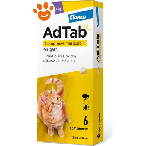 Elanco Cat AdTab Compresse Masticabili (0,5-2Kg) - Confezione 6 Compresse - Antiparassitari GATTO