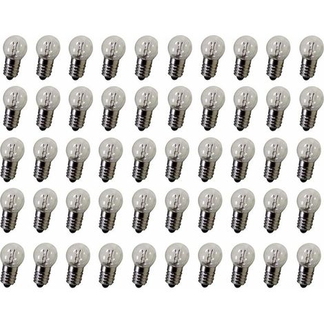 50 lampadine miniaturizzate E10 da 2,5 V 0,3 A, luce bianca calda, con attacco a vite, corrente continua.