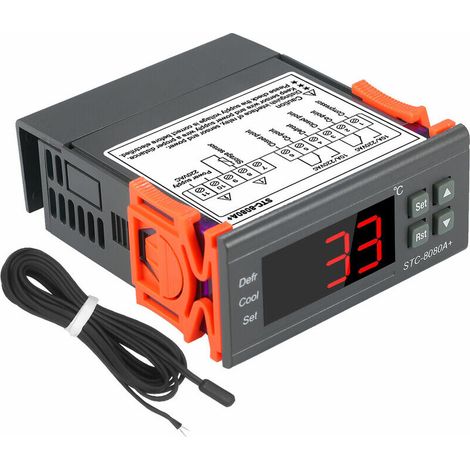 Thermostat et programmateur de température Contrôleur de température intelligent de dégivrage de synchronisation automatique de réfrigération STC-8080A + 220V, Gris (1/5)