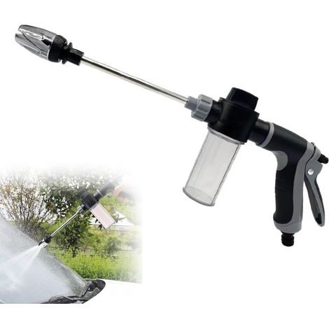 Pistolet Nettoyage Haute Pression - Jets Multiples, Raccords Métal, Compatible Tous Tuyaux, Noir