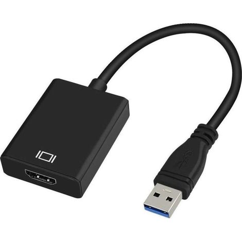 Adaptateur USB 3.0 vers HDMI, convertisseur USB 3.0/2.0 vers HDMI 1080p Full HD (mâle vers femelle) avec audio, compatible avec les (1/5)