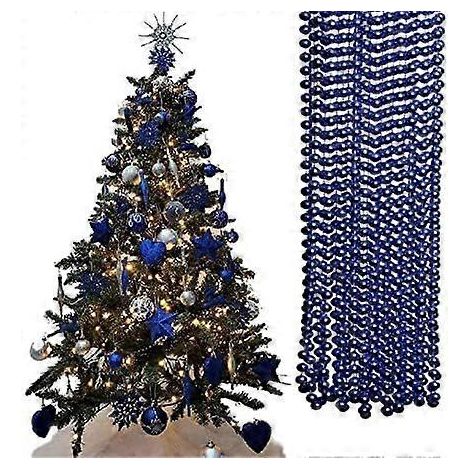 Guirlande de perles de Noël UKDD de 10 m de long - Guirlandes de perles brillantes de Noël - Décorations pour sapin de Noël (Bleu royal - Code 38) (1/4)