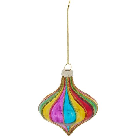 Bola de Navidad con forma de peonza, de cristal multicolor, diámetro: 80 mm - Feeric lights & christmas (1/2)