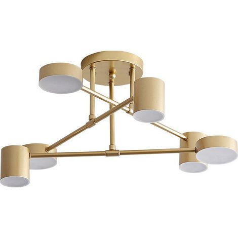 Lustre moderne et créatif, plafonnier LED semi-encastré, éclairage décoratif pour la maison, lampe tricolore, or (1/5)
