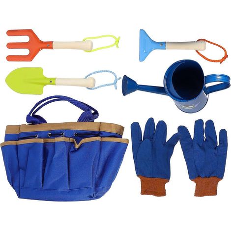 Ensemble d'outils de jardin multifonctions pour enfants, compatible avec les jeux, 1 ensemble en matériau bleu durable (1/5)