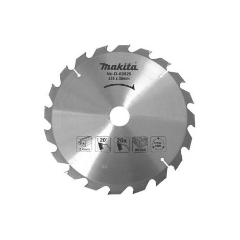 Makita – Lame de scie circulaire TCT 165mm – D03333 – 24 dents pour bois dur – Alésage 20mm – Coupe nette sans éclat