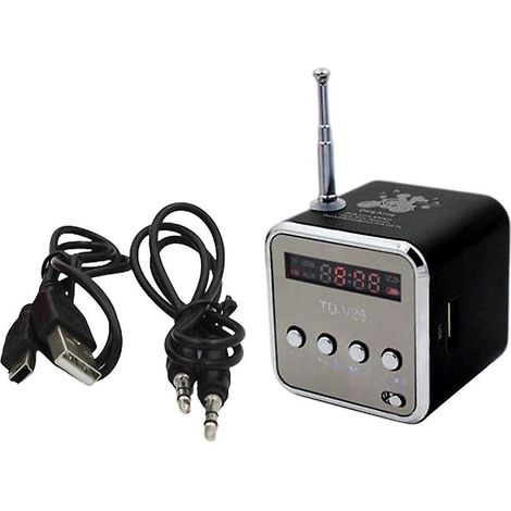 Enceinte stéréo rétro sans fil Bluetooth avec affichage numérique LED et radio FM portable pour téléphones portables, tablettes et ordinateurs portables (1/5)