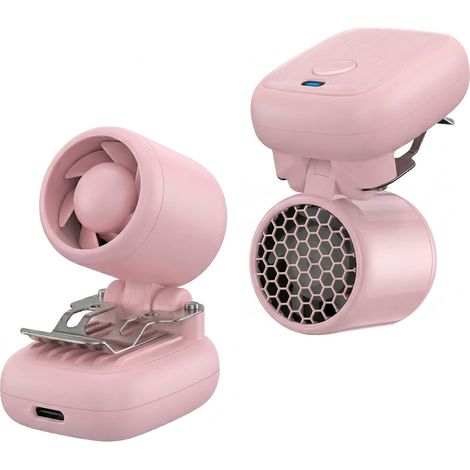 Lot de 2 mini ventilateurs à clipser sur un chapeau ou à la taille, rechargeables par USB, 3 vitesses, 1200 mAh, Type-C, portables, ultra-légers, pour les voyages et les activités de plein air (1/5)