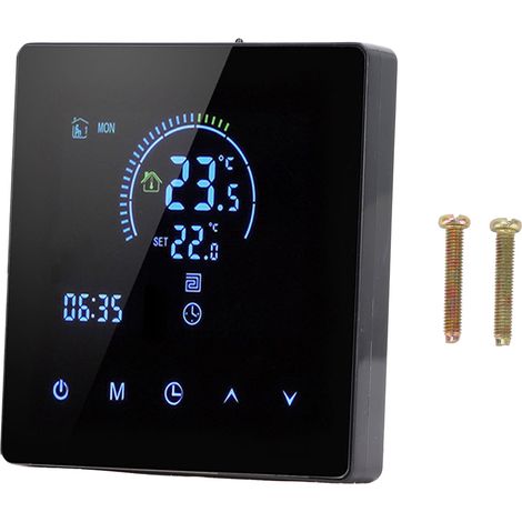 Thermostat intelligent 3A avec écran tactile couleur LCD pour chauffe-eau, idéal pour la maison, le bureau, les centres commerciaux et les magasins. Modèle standard noir. (1/5)