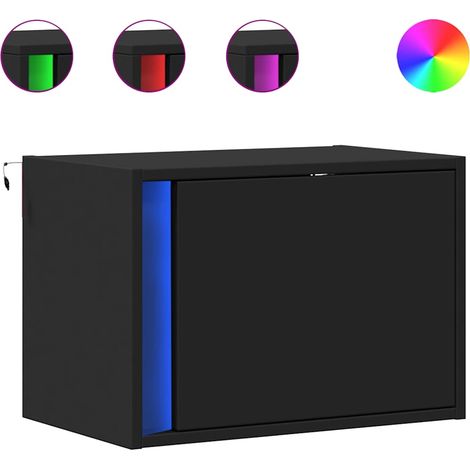 Maison Exclusive - Mesita de noche de pared con luces LED negro