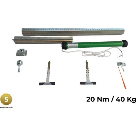Kit motore tapparelle 40 kg 20 Nm Rullo da 60 cm a 95 cm Completo con Molle di Sicurezza