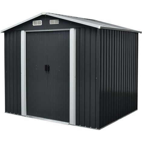Casetta Box da Giardino in Lamiera di Acciaio 213x191x195 cm Antracite (1/2)