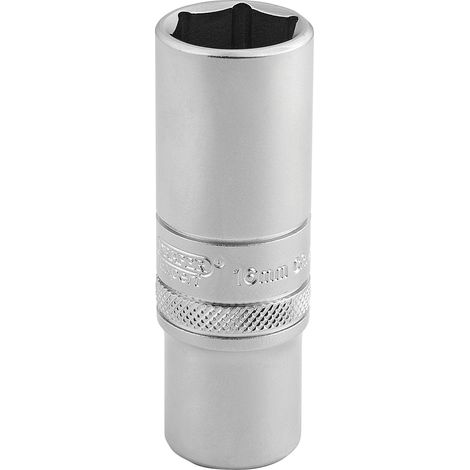 Draper 16mm Deep Socket for 3/8" Drive – Micro Satin Chrome Finish, Metric Size, Part Number 16584
