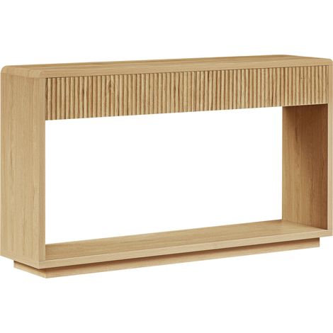 Moderner Konsolentisch 150 cm Naturholzoptik mit 2 Schubladen und offenem Fach MODENUIT (1/5)
