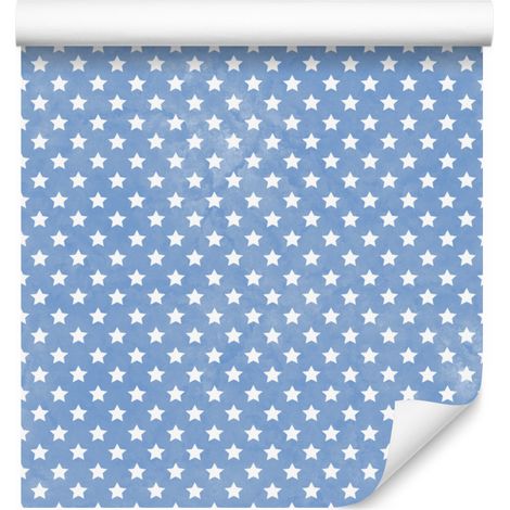 Carta da parati con stelle azzurre, sfondo azzurro per soggiorno e camera da letto 50x1000 cm (1/5)