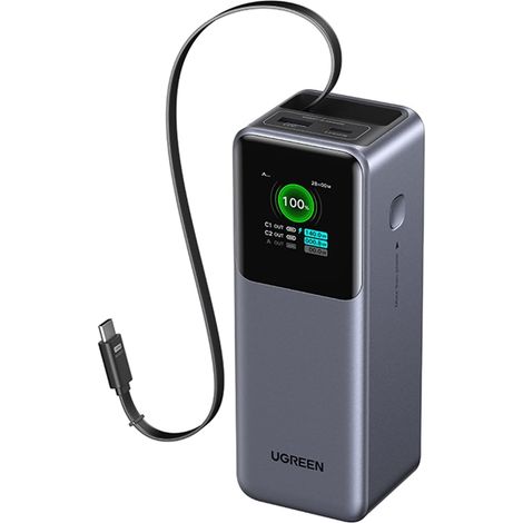 Batterie Externe 20000mAh Power Bank USB C PD 100W Charge Rapide, 3 EN 1, Câble Rétractable, 2 Ports 1C1A, Écran TFT, Chargeur PC, Compatible avec 17 16 Galaxy S26 S25 (1/5)