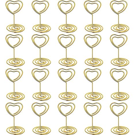 Porta biglietti da visita, set da 20, porta biglietti in metallo, porta menù, porta foto, cartellini, clip, porta promemoria, porta numeri da tavolo, per matrimoni, feste, uffici, ristoranti (design a