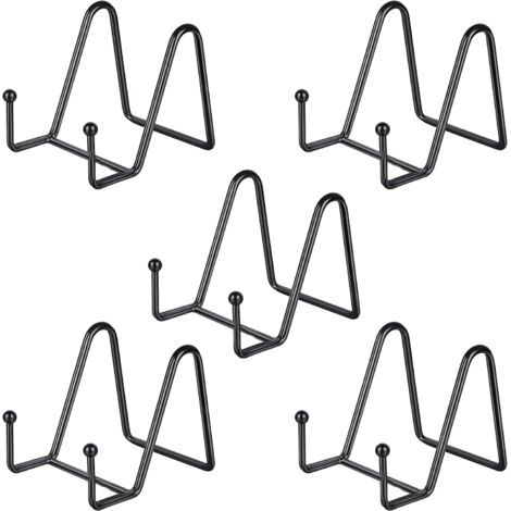 royaluxe-Lot de 5 petits supports d'affichage pour assiettes de 7,6 cm, mini cadre en métal noir pour photos, livres, chevalets photo, créations et objets de collection