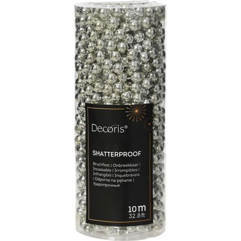 Ghirlanda di perline lucide D 0,8 cm lunghezza 1000 cm argento Peraga Christmas