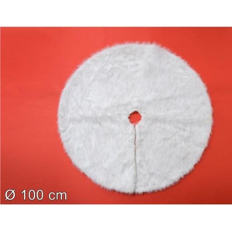 TRADE SHOP - Tappeto Gonna Copertura Base Albero Di Natale 100cm Pelliccia Bianco Sottoalbero -