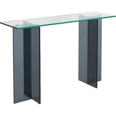 Console en verre trempé - Transparent et Anthracite - BYLENA