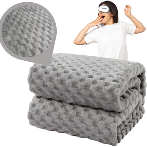 Couverture lit fauteuil décoration carré gaufré 160x200cm plaid cadeau anniversaire (1/5)