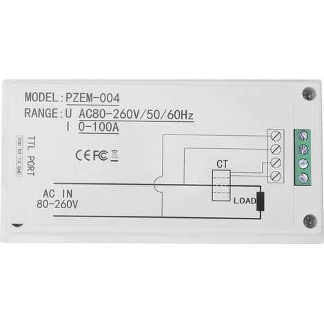 Testeur de courant, tension, puissance et énergie multifonctionnel à LED AC (multimètre PZEM0-004 (bobine de test, transformateur, adaptateur USB)) (1/5)
