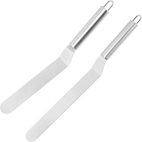 Spatule patisserie, Spatule coudee patisserie, Cuisson à la spatule à gâteau, grattoir à gâteau, 2 PCS 8/10 pouces ensemble de spatule à gâteau coudée en acier inoxydable pour la cuisson (1/4)