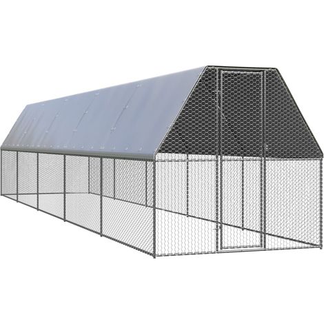 Poulailler d'extérieur 2 x 10 x 2 m acier galvanisé toit résistant à l'eau (1/5)