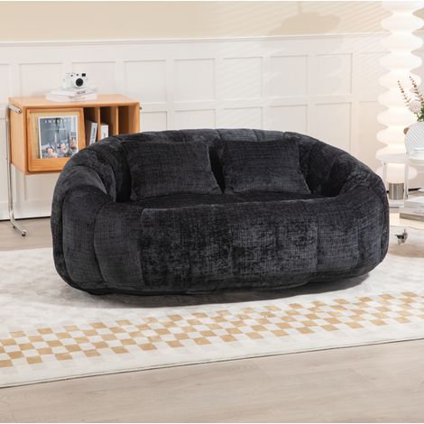 Sillón chenilla negro con respaldo alto y gran confort OKMYHOME (1/5)
