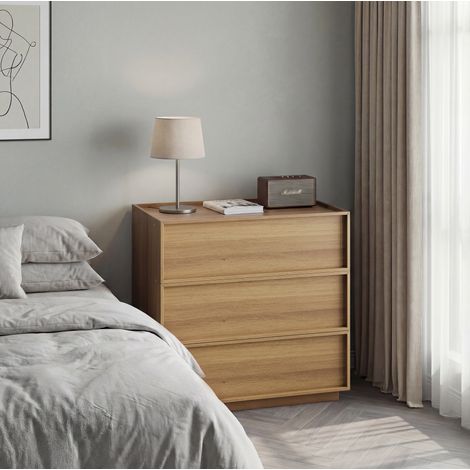 Cassettiera 3 cassetti in legno rovere 80x48x78 cm OKMYHOME (1/5)