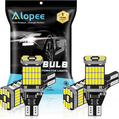 Ampoule W16W LED T15 921 912 Blanc 6000K Feux de Recul-Lot de 4 (1/5)