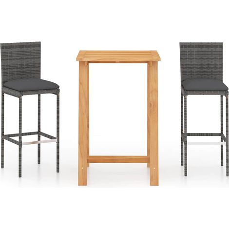 Maison Exclusive - 3-tlg. Gartenbar-Set mit Kissen Grau (1/5)