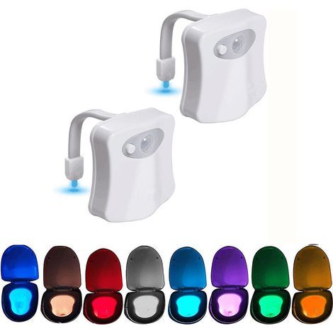 Juego de 2 luces nocturnas LED para baño con 16 colores y sensor de movimiento.