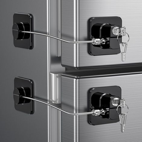 Verrous Sécurité,Cadenas Sans Perçage Avec Adhésif,Bloc Porte Securite,Cadenas Frigo Pour Bloque Réfrigérateur,Verrou Frigo Sans Percage,Serrure Pour Réfrigérateur,Armoires Et Tiroirs