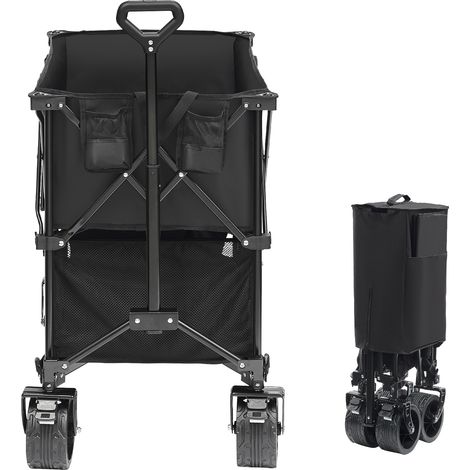 Mophorn Carro plegable de dos pisos , carro plegable de 400 l con ruedas todoterreno, carro plegable resistente con capacidad de 450 lb para acampar, ir de compras y usar en el jardín, extensión extra
