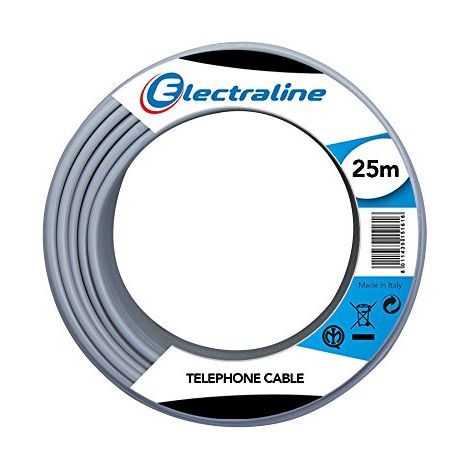 Electraline 14001 Cavo Telefonico/Citofonico, 1 Coppia E Messa A Terra, Grigio, 25 m