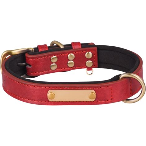 Collier Pour Chien - Cuir PU Motif Crocodile - Plaque D'identification Personnalisable - Pour Chiens Petits À Moyens - 1 Pièce (1/5)