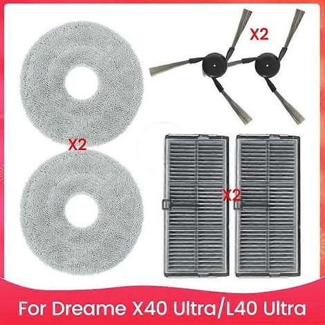 Accessoires pour aspirateur robot Dreame X40 Ultra/L40 Ultra : brosse latérale, filtre HEPA et chiffon de nettoyage (1/5)