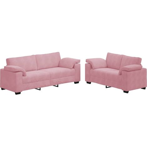 2-teiliges Sofa-Set mit Kissen, rosa Samt vidaXL